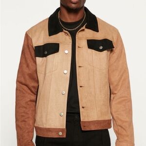 NEW brown chestnut khaki suede jacket spring coat nova men fn xxl